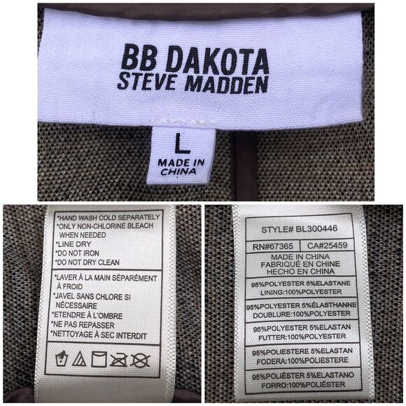 BB Dakota Steve Madden Academia Plaid Longline Blazer Jacket Brown Size L - Picture 9 of 12